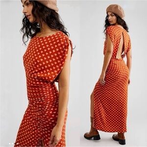 Free People Lakeside Heart Printed Open Back Dress